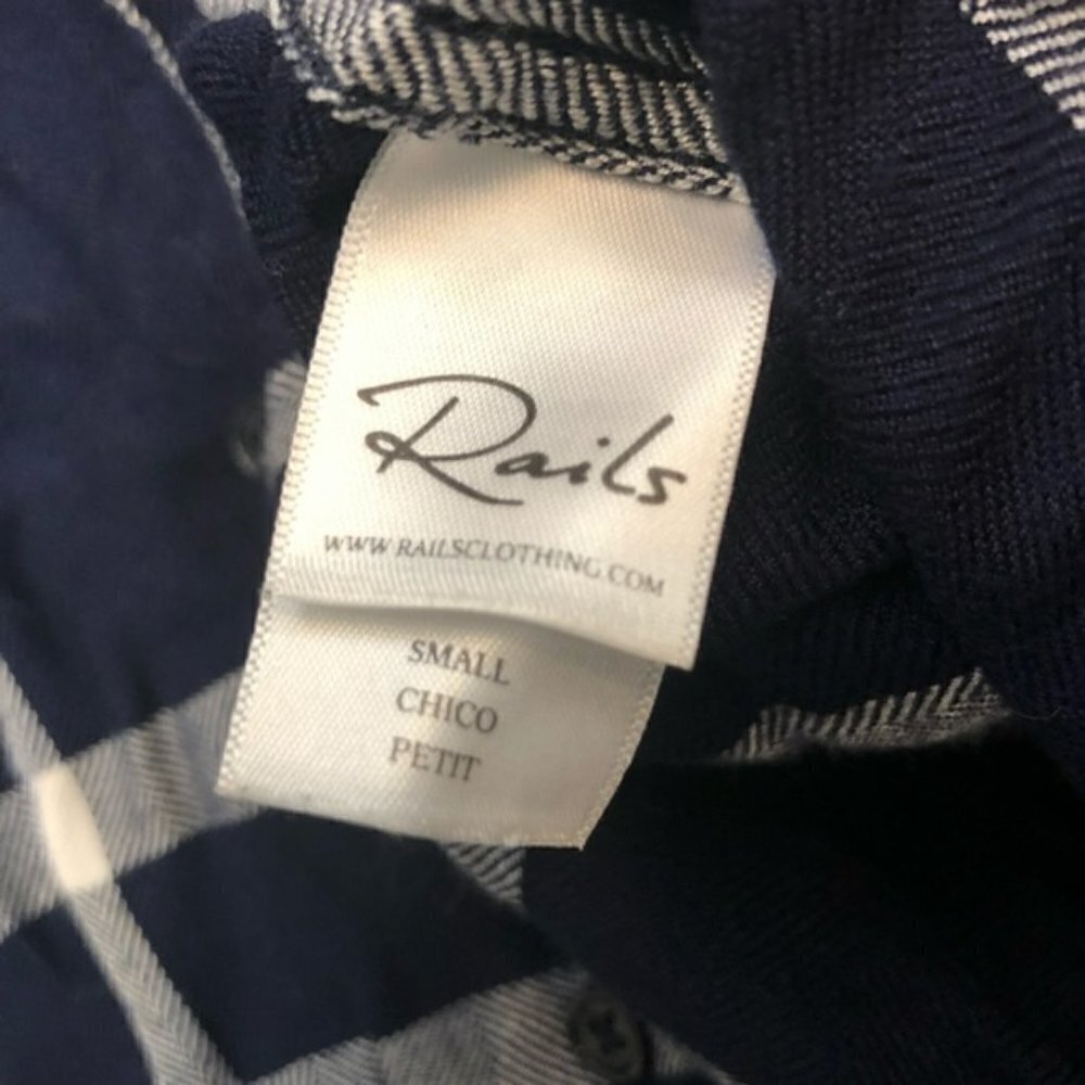Rails Cadet Navy & White PJ Plaid Flannel Top S - Picture 4 of 5